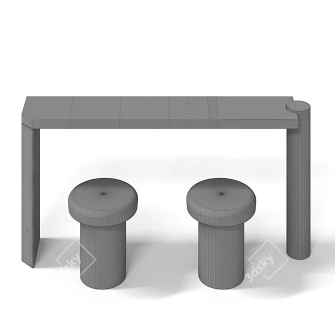 Translucent Golia Console & Jade Stool Set 3D model image 3