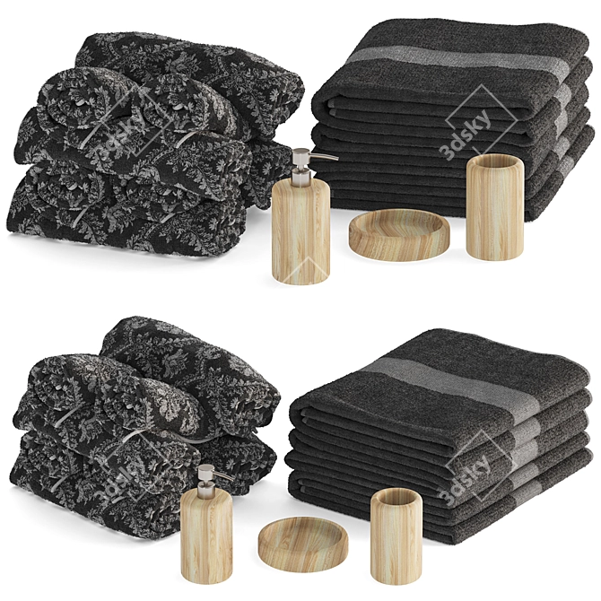 ZaraHome Bathroom Towels Set 3D model image 1