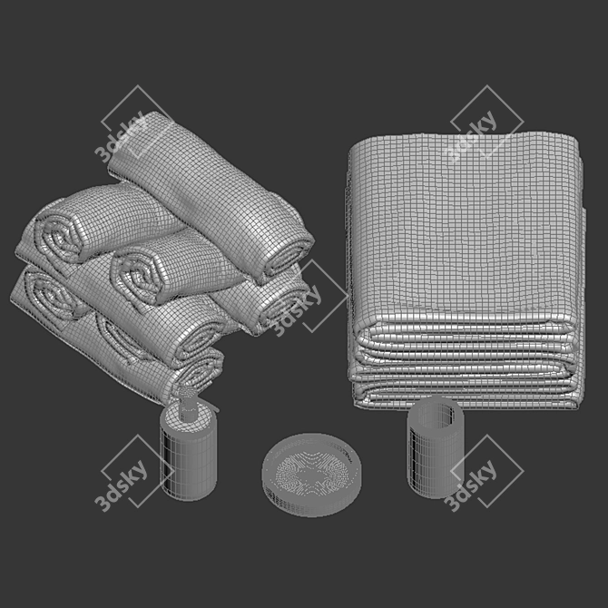ZaraHome Bathroom Towels Set 3D model image 3