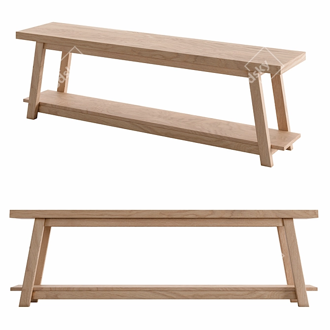 Rustic Teak Bench 150cm: Solid Wood Design 3D model image 3