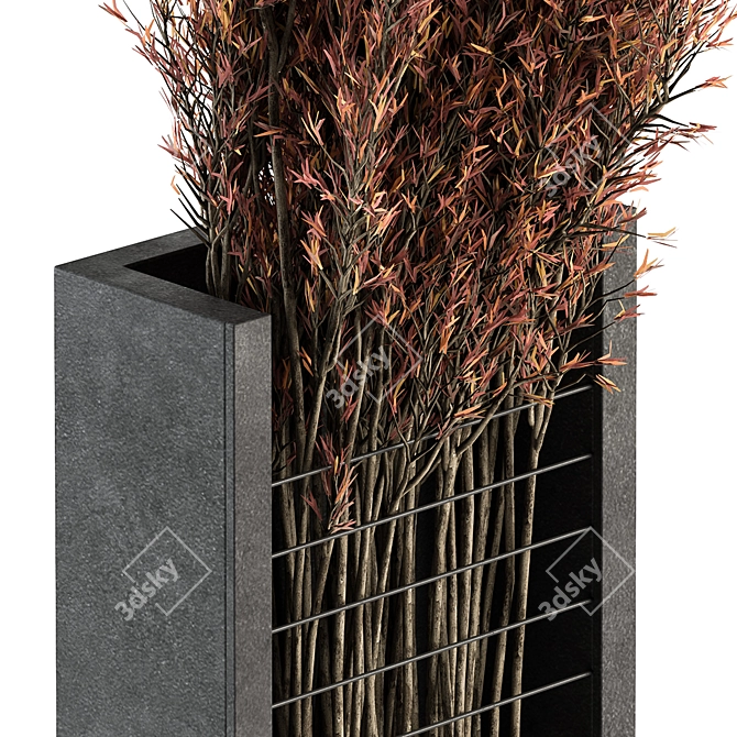 Red Branch Concrete Vase Bouquet 3D model image 2