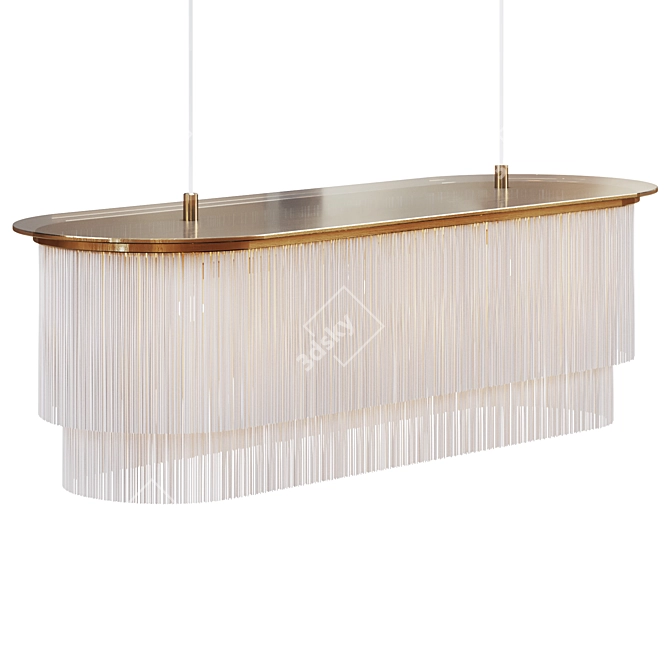 Houtique Linear Chandelier Cream - Trendy Elegance 3D model image 1