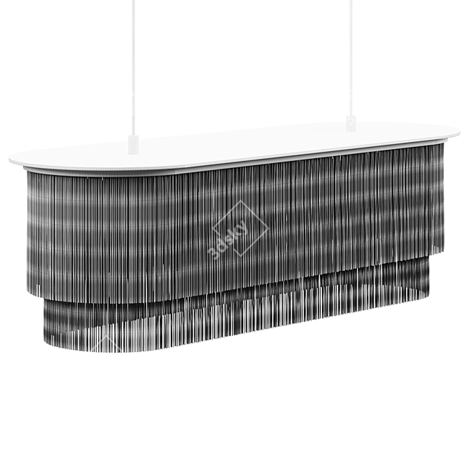 Houtique Linear Chandelier Cream - Trendy Elegance 3D model image 3