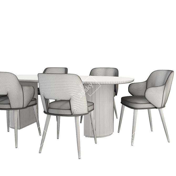 Modern Foyer Chair & Moon Dining 3D model image 3