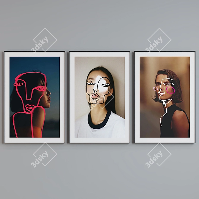 Modern Portrait Picture Frame Set 3D model image 3