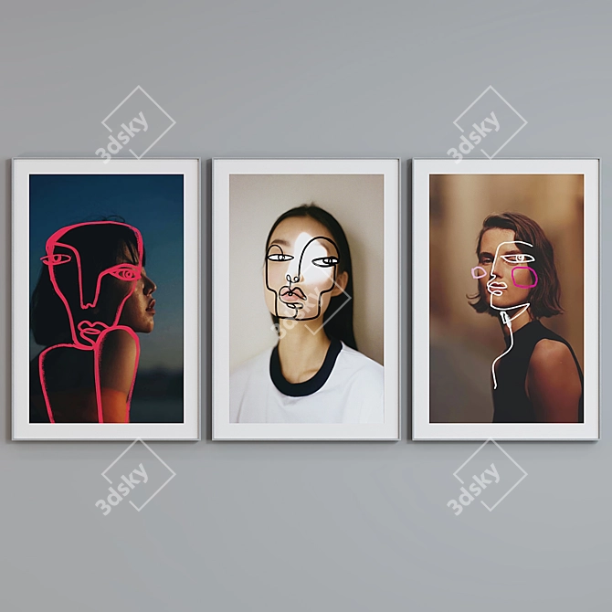 Modern Portrait Picture Frame Set 3D model image 5