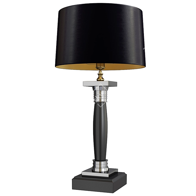 Elegant Black Round Table Lamp 3D model image 1