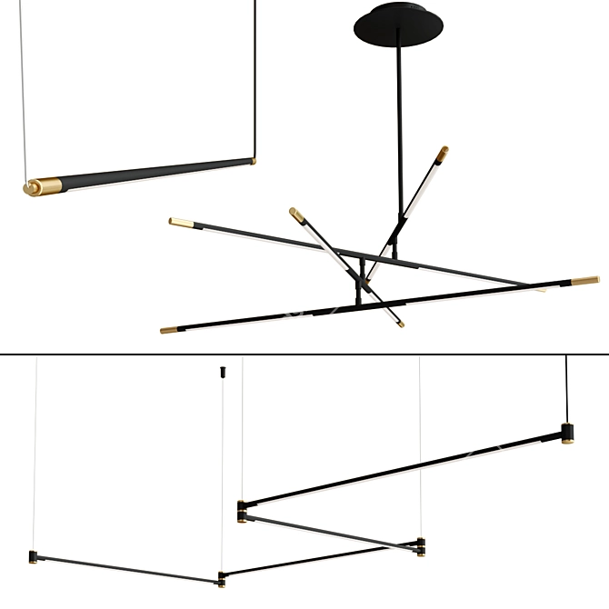 Modern Gold Black Lighting Collection 3D model image 1