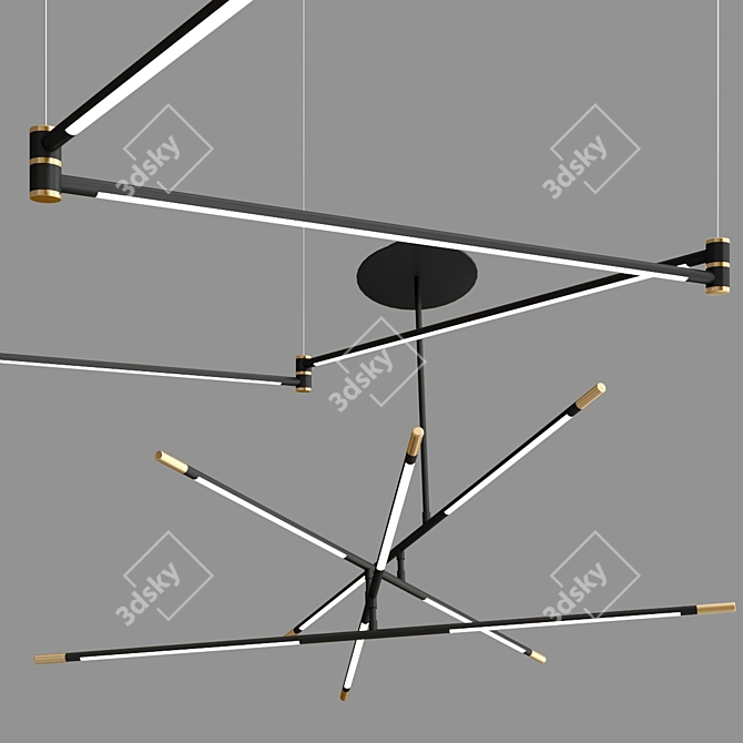 Modern Gold Black Lighting Collection 3D model image 4