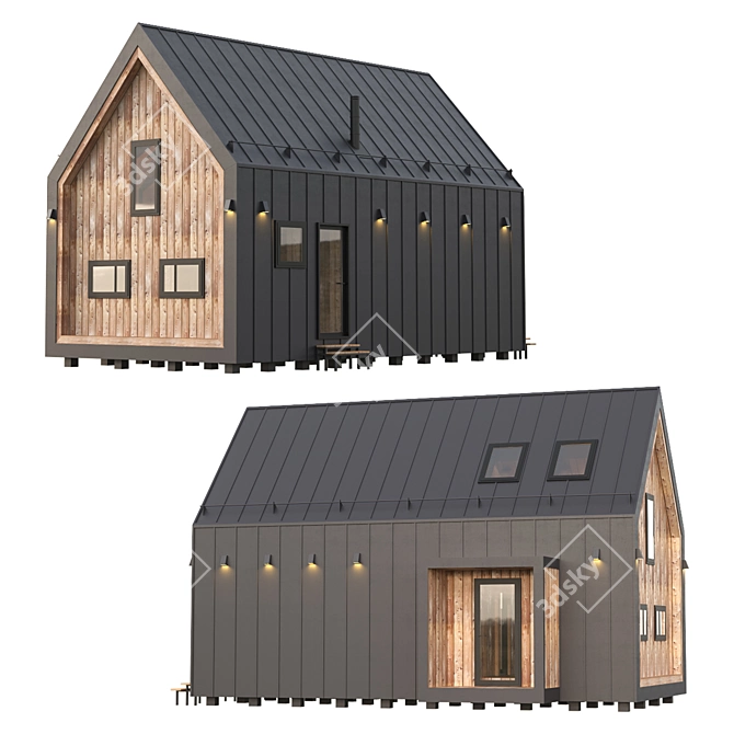 Rustic Barn House Kit 3D model image 3