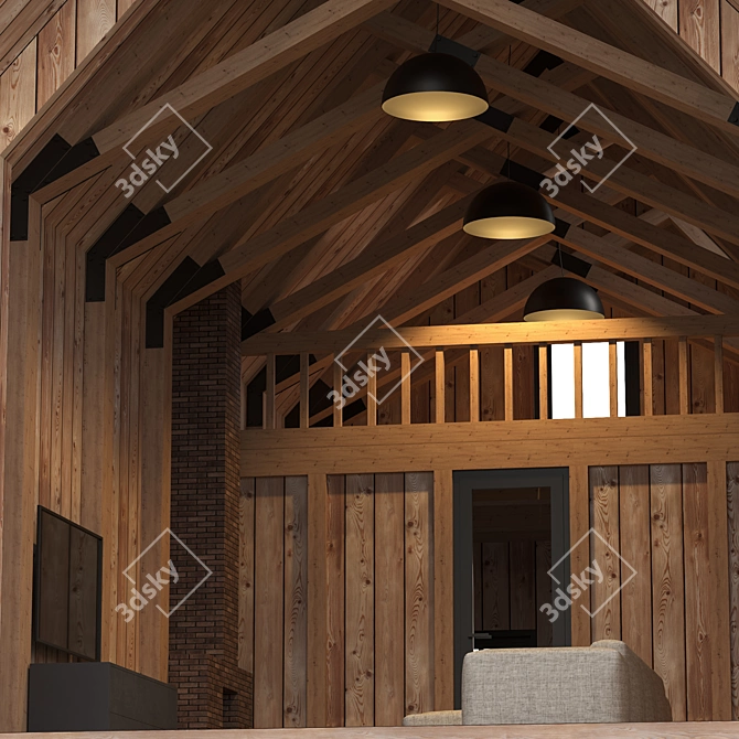 Rustic Barn House Kit 3D model image 5