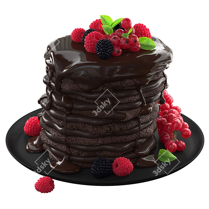 Decadent Chocolate Pancakes 3D Model 3D model image 2