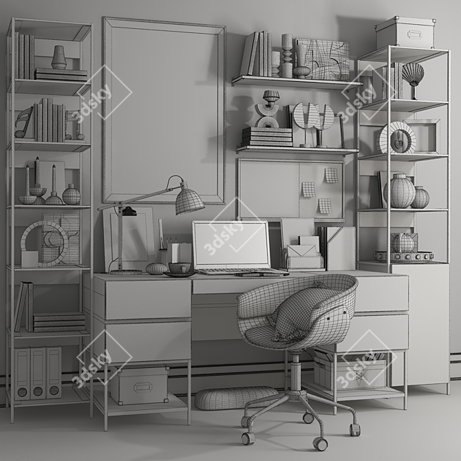 Industrial Office Set Furniture 3D model image 8