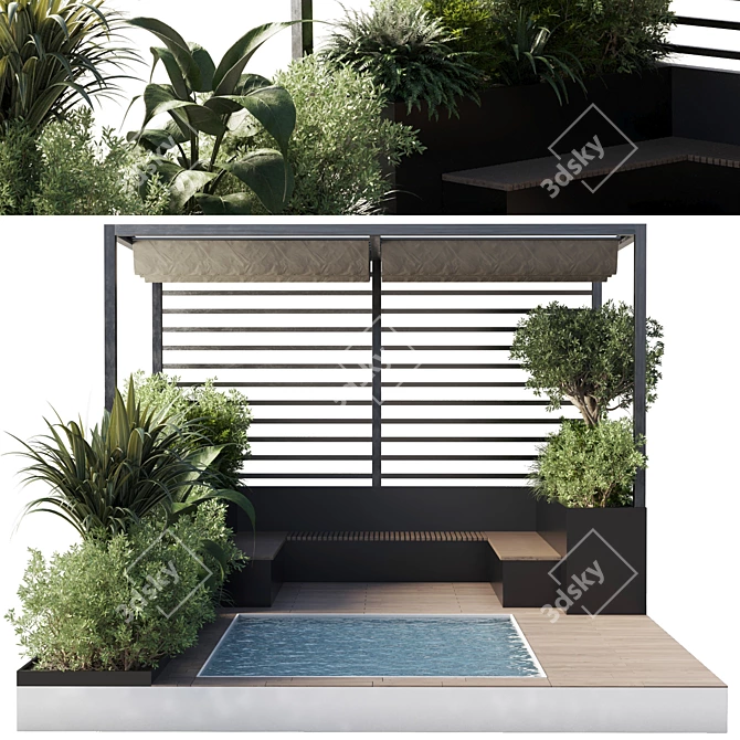 Poolside Pergola and Roof Furniture 3D model image 5