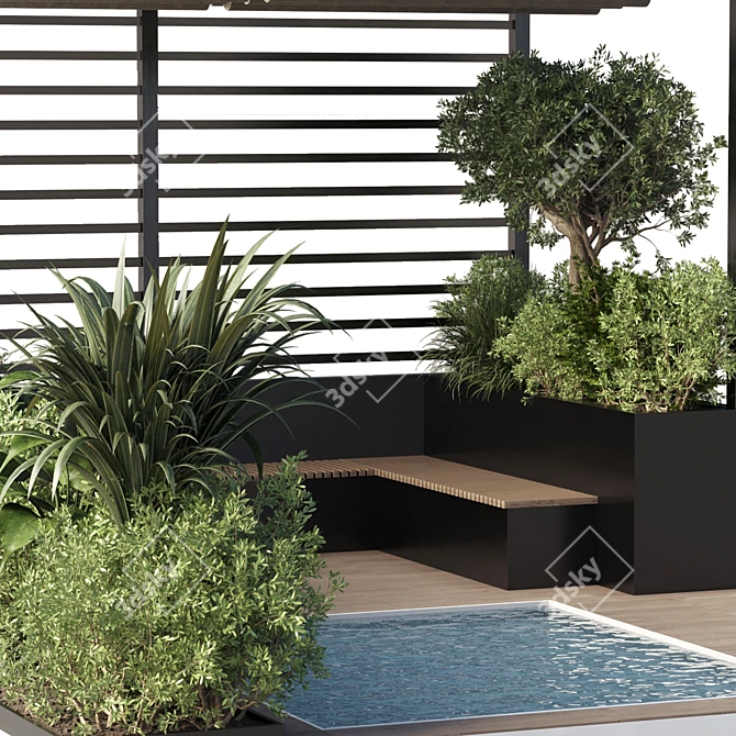 Poolside Pergola and Roof Furniture 3D model image 2