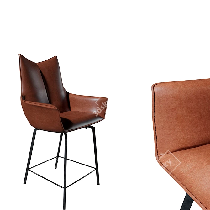 Soho Brown Eco-Leather Barstool 3D model image 3