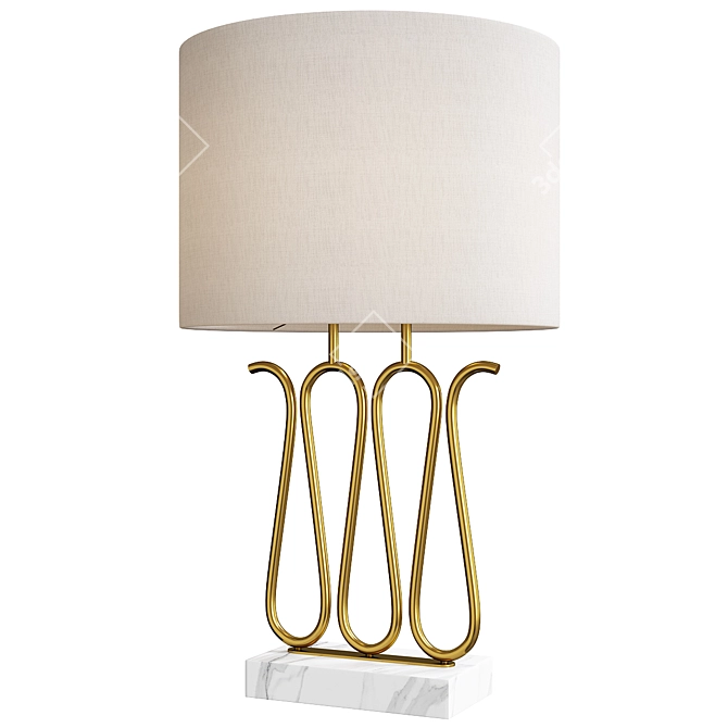 Elegant Brass Marble Table Lamp 3D model image 1