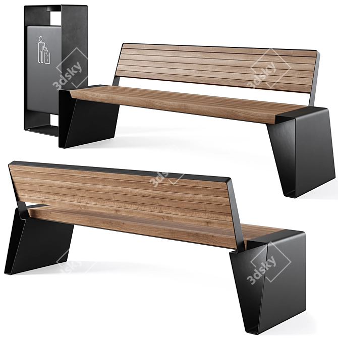 Radium Park Benches Collection 3D model image 3