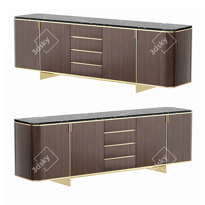 Contemporary Wood Sideboard in Millimeters 3D model image 1