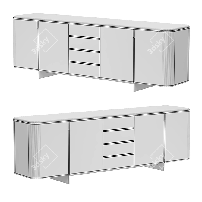 Contemporary Wood Sideboard in Millimeters 3D model image 2