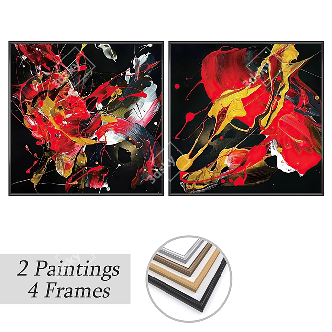 Dual Picture Set with Frame Options 3D model image 1