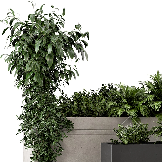 Rusty Concrete Pot Outdoor Plants 3D model image 3