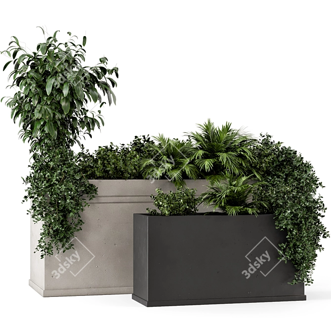 Rusty Concrete Pot Outdoor Plants 3D model image 6