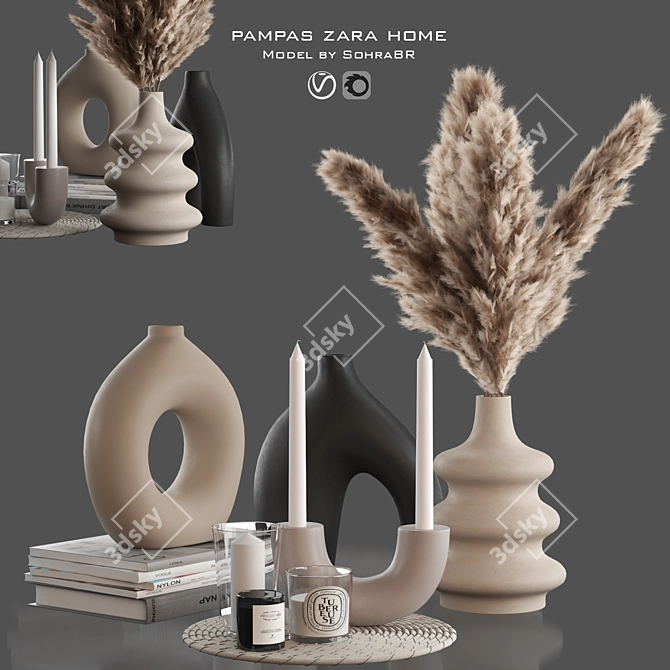 Pampas Zara Home Decor Set 3D model image 1