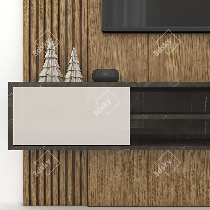 Modern TV Wall Set with 50" TV 3D model image 4