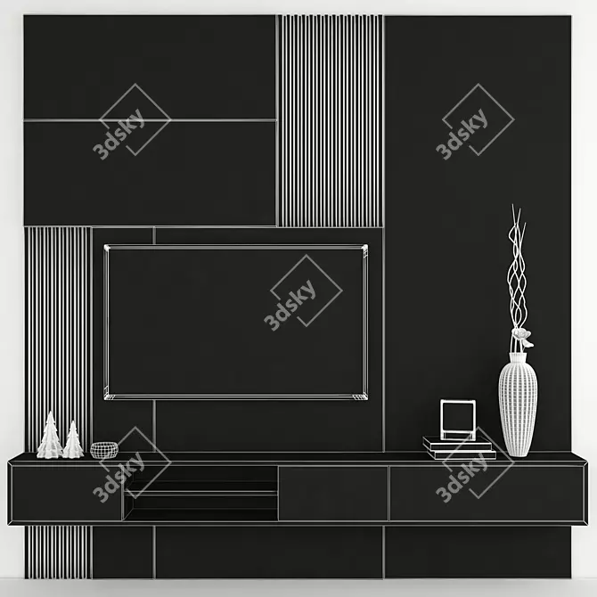 Modern TV Wall Set with 50" TV 3D model image 5