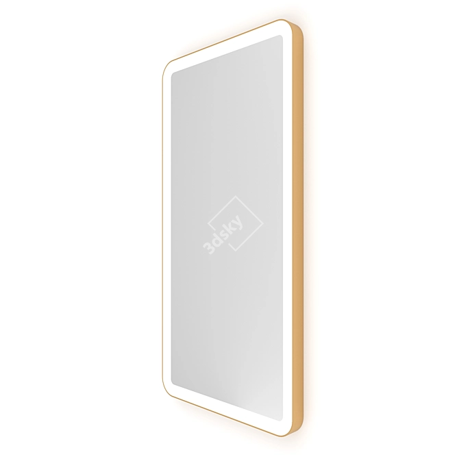 Gold Brass Rectangle Mirror with Front-Lit, 50x100cm 3D model image 1