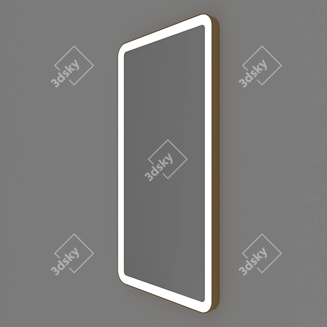 Gold Brass Rectangle Mirror with Front-Lit, 50x100cm 3D model image 3