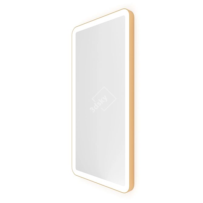 Gold Brass Rectangle Mirror with Front-Lit, 50x100cm 3D model image 5