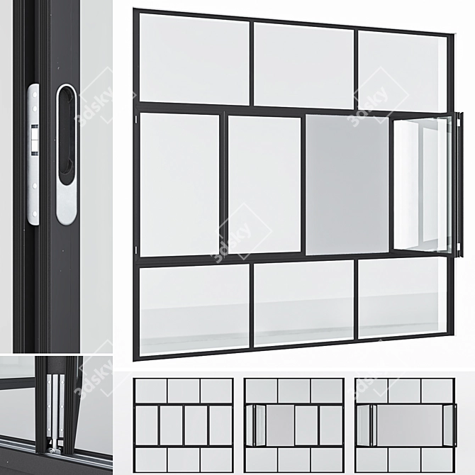 Corona Aluminium Window Model Render 3D model image 1