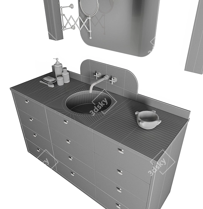 Modern Bathroom Set with Lighting 3D model image 8