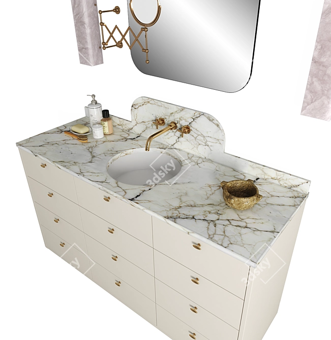 Modern Bathroom Set with Lighting 3D model image 10