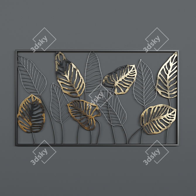 Metal Leaf Wall Decor Frame 3D model image 1