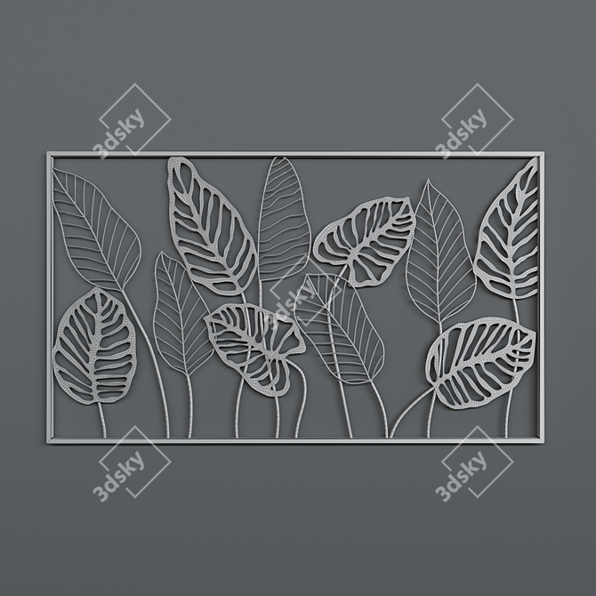 Metal Leaf Wall Decor Frame 3D model image 2