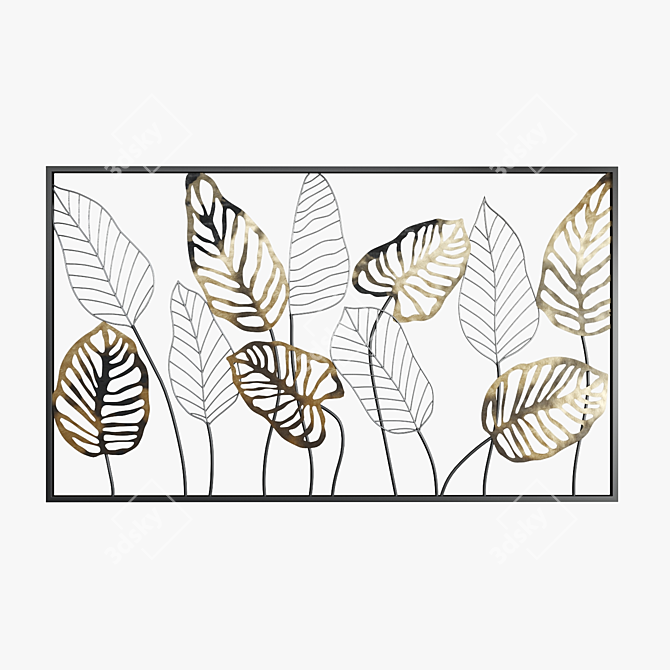 Metal Leaf Wall Decor Frame 3D model image 3