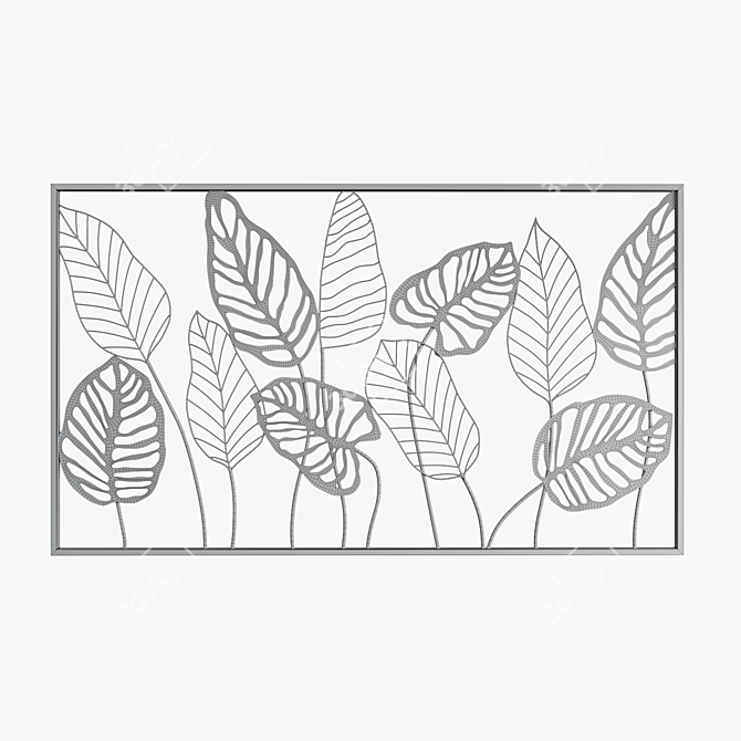 Metal Leaf Wall Decor Frame 3D model image 4