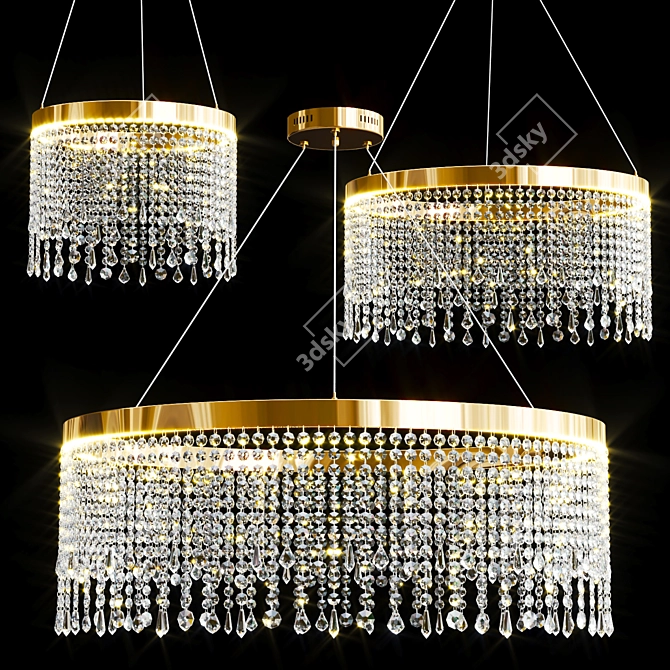 Elegant Crystal Metal Chandelier Collection 3D model image 1