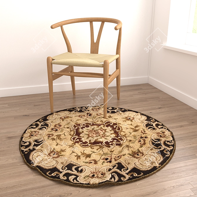 Round Rug Set with Variants 3D model image 2