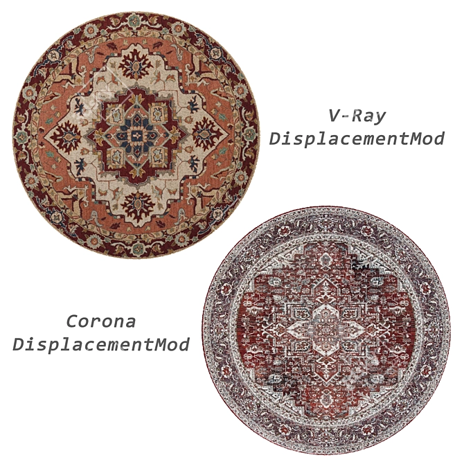 Round Rug Set with Variants 3D model image 3