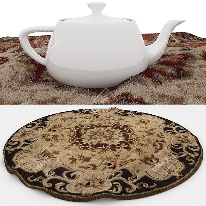 Round Rug Set with Variants 3D model image 4