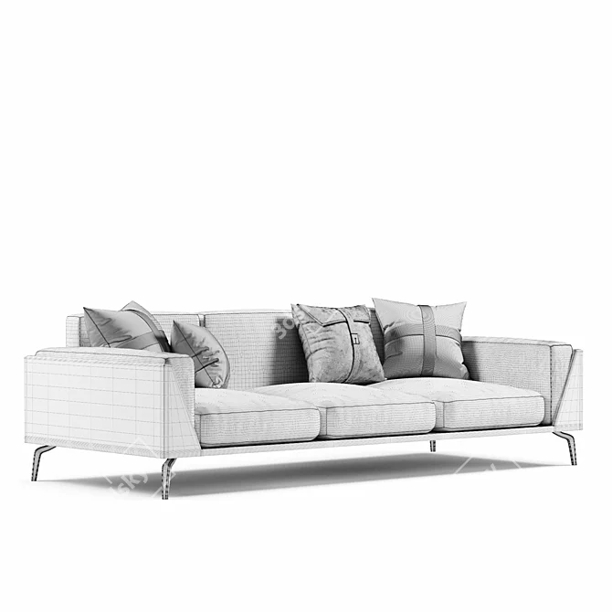 Francesca 3 Seater Leather Sofa 3D model image 7