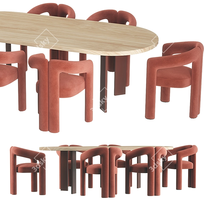 Modern Cassina Dudet Dining Table 3D model image 2