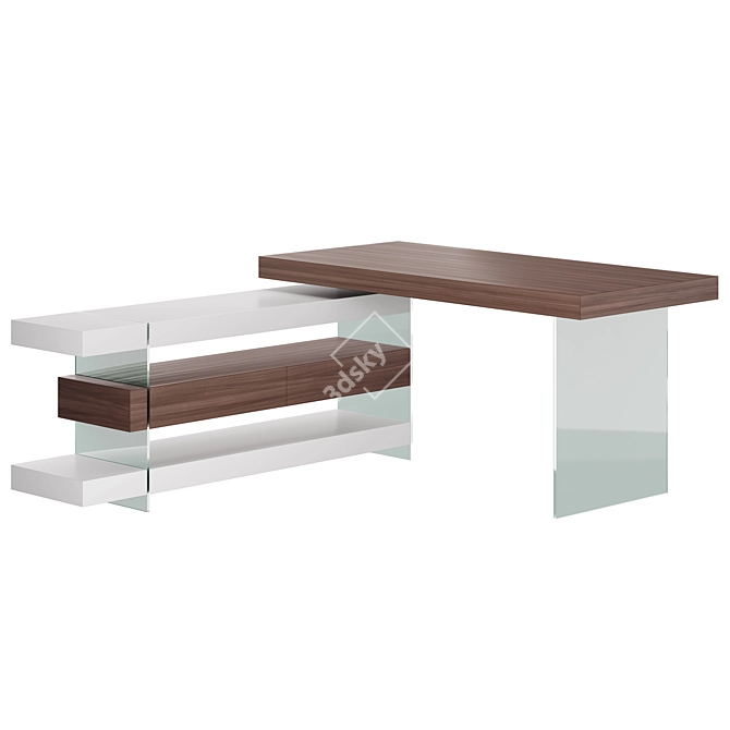 Modern Walnut Writing Desk 3D model image 1