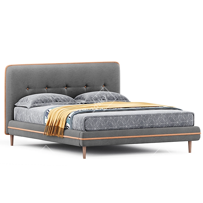 Elegant Madeira Bed in 3 Sizes 3D model image 1