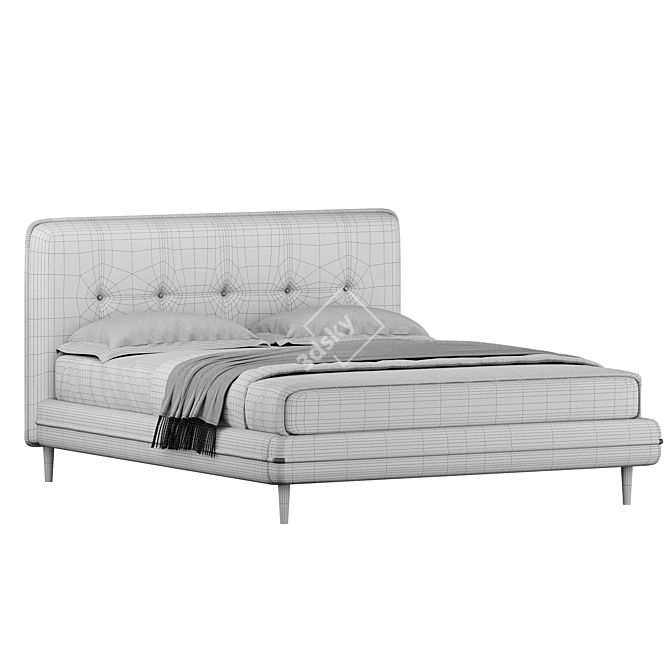 Elegant Madeira Bed in 3 Sizes 3D model image 2