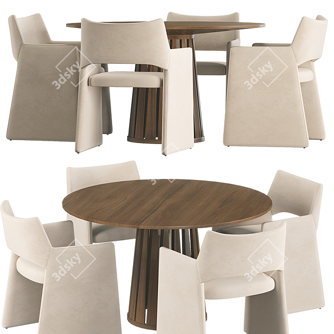 Elegant Foley Faux Mohair Dining 3D model image 1